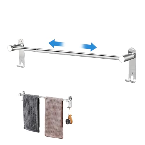 Amexo Handtuchstange Edelstahl Ausziehbar 43–75cm, Handtuchhalter mit Haken Schrauben Kleber, Silber Wandmontage Badetuchhalter Handtuch Halterung für Badezimmer Küche Amexo Handtuchstange Edelstahl Ausziehbar 43–75cm, Handtuchhalter mit Haken Schrauben Kleber, Silber Wandmontage Badetuchhalter Handtuch Halterung für Badezimmer Küche von Amexo