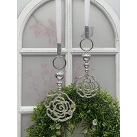 2Er Set Fensterdeko Alu Hänger Blumen Silber Fensterdekoration von AmfFloristik