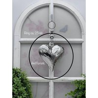 Fensterdeko Edelstahl Herz Im Ring 25cm Fenster Hänger von AmfFloristik