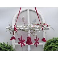 Fensterdeko Herbstdeko Ästehänger Metall Fliegenpilz Blumen Pilze von AmfFloristik