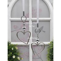 Fensterdeko Metall Herz Offen 13cm Silber von AmfFloristik