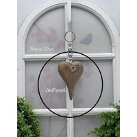 Fensterdeko Ring 25cm Hänger Mangoholz Herz Im Fensterdekoration von AmfFloristik