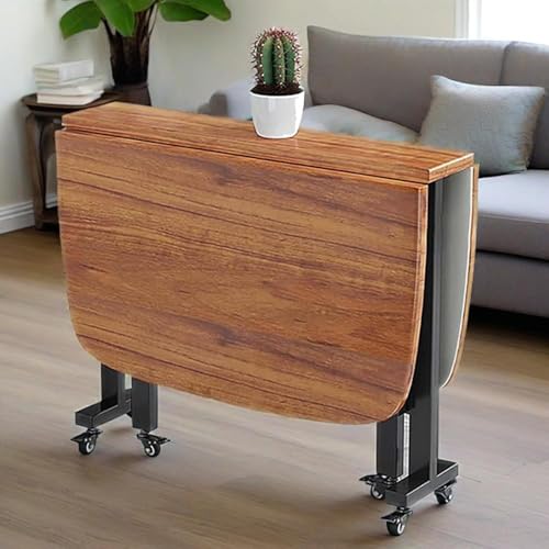 Multifunktionaler Klapptisch Mit Rollen, Ausgestattet Mit 6 Rollen Für Einfache Mobilität. Bietet Platz Für 4-8 Personen Mit Einem Platzsparenden Design, Zum Essen, Arbeiten Und Für Den Außenbereich von Amhuui