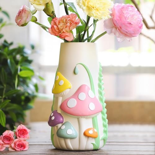 AmiCera Vase zur Deko Wohnzimmer, Bunt Pilz Vasen 20 cm, Regenbogen Funky Pilz Dekor, Ästhetische Blumenvase für Blumen, dekorative Blumenvasen für Esstisch, Einzigartige Gartengeschenke, Pastell AmiCera Vase zur Deko Wohnzimmer, Bunt Pilz Vasen 20 cm, Regenbogen Funky Pilz Dekor, Ästhetische Blumenvase für Blumen, dekorative Blumenvasen für Esstisch, Einzigartige Gartengeschenke, Pastell von AmiCera