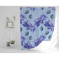 Blumen Duschvorhang, Blauer Lotus Bad Vorhang Für Haupt/Kinder Teen Badezimmer, Seerose Blume Dekor Geschenk von Amichy