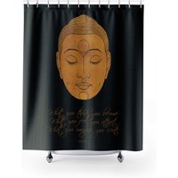 Schwarzer Duschvorhang Mit Buddha Gesicht & Zitat, Inspirierender Badvorhang, Boho Bad Accessoires Dekor, Zen Badezimmer Dekor Interior Design von Amichy