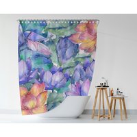 stoff Duschvorhang, Bunte Lotus Blume Wasserdichter Badvorhang, Schnell Trocknend Badezimmer Vorhang, 74 "Vorhang, Bad Dekor von Amichy