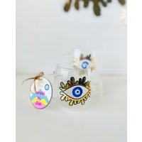 Evil Eye Design Glas Latte Tasse Amida By Zaa von AmidaByZaa