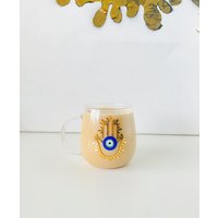 Evil Eye Design Hamsa Hand Glas Latte Tasse Amida By Zaa von AmidaByZaa