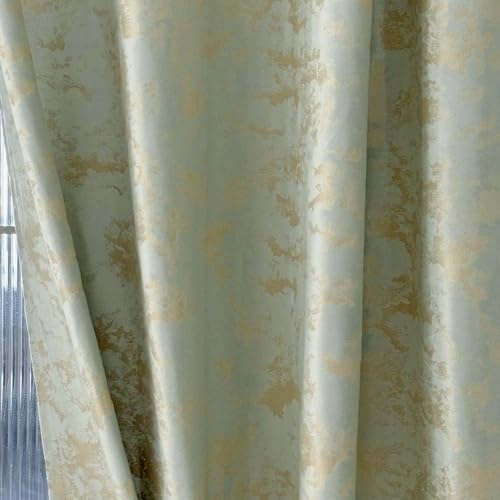 Amidoudou 1 Paar Nordic Style Luxuriöse Verdunkelungsvorhänge, Lichtgrün mit Goldschimmer, Strukturierter Stoff, Schwerer Stoff，Modernes Design (Lichtgrün,2-Set H215 x B140 cm) von Amidoudou