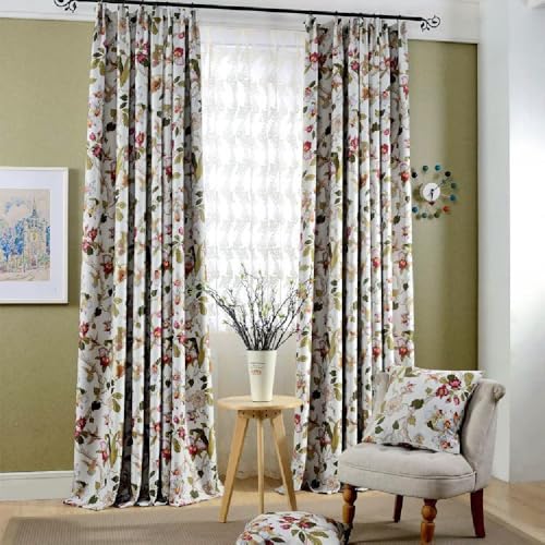 Amidoudou 2er-Set Romantische Gardinen Vintage Vorhänge Mit Kräuselband,Klassische Blickdicht Vorhänge Für Schlafzimmer Wohnzimmer (260 x 140 cm) von Amidoudou