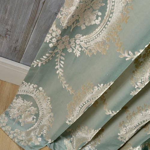 Amidoudou 2er-Set vorhänge Europäische Jacquard vorhänge für Wohnzimmer (Grün,215 * 140cm) von Amidoudou
