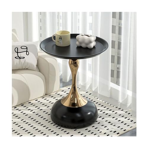 Amieron Gold Runder Beistelltisch, Getränketisch for Wohnzimmer und kleine Räume Nachttisch Couchtisch(Farbe:Schwarz) von Amieron