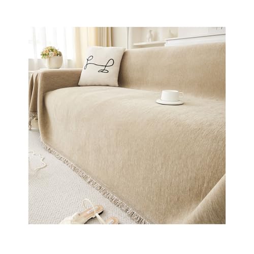 Amieron Sofa Überwurfdecke 1/2/3/4 Sitzer, Sofabezug L Form U Ecksofa Große SofaÜberzug, Vielseitige Sofaüberwurf Couch Überzug Sofa Cover Futonbezug mit Quaste(Apricot,180 * 130cm) von Amieron