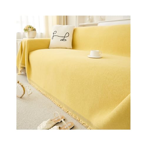 Amieron Sofa Überwurfdecke 1/2/3/4 Sitzer, Sofabezug L Form U Ecksofa Große SofaÜberzug, Vielseitige Sofaüberwurf Couch Überzug Sofa Cover Futonbezug mit Quaste(Gelb,180 * 180cm) von Amieron