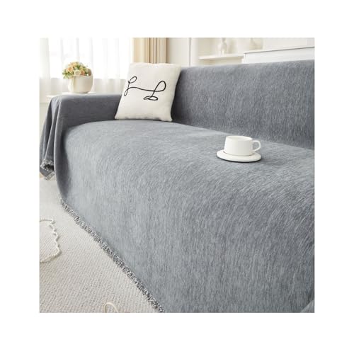 Amieron Sofa Überwurfdecke 1/2/3/4 Sitzer, Sofabezug L Form U Ecksofa Große SofaÜberzug, Vielseitige Sofaüberwurf Couch Überzug Sofa Cover Futonbezug mit Quaste(Grey,180 * 130cm) von Amieron