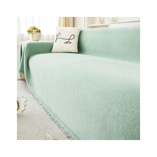 Amieron Sofa Überwurfdecke 1/2/3/4 Sitzer, Sofabezug L Form U Ecksofa Große SofaÜberzug, Vielseitige Sofaüberwurf Couch Überzug Sofa Cover Futonbezug mit Quaste(Mint Green,180 * 380cm) von Amieron