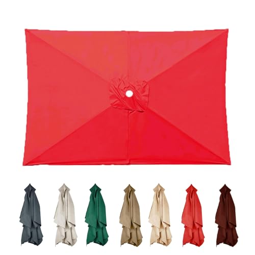 Rechteckiger Sonnenschirm Ersatzbezug 2X3m, Ampelschirm Bezug mit 6 Streben, Terrassenschirm Ersatzdach für den Garten, Balkon, Pool, Strand(Big red) von Amieron