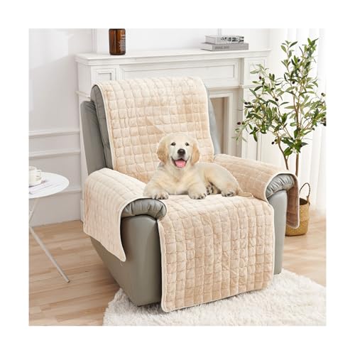 Sesselschoner Sesselauflage, Sesselschoner for Relaxsessel, Sesselschoner for Fernsehsessel mit armlehne Anti-Rutsch, Relaxsessel Bezüg Sesselüberzug for Zuhause mit Kindern und Haustieren Hund(Rice,1 von Amieron