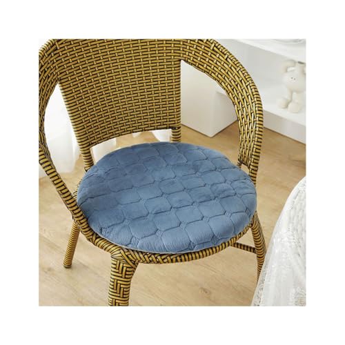 Sitzkissen Rund 35/40/45/50cm, 4 cm Dicke Weiche Stuhlkissen mit rutschfest Waschbar Samtbezug, Sitzkissen Stuhl mit Reißverschluss, Stuhlauflage für Esszimmer Küche(Blau,1er Set 45cm) von Amieron