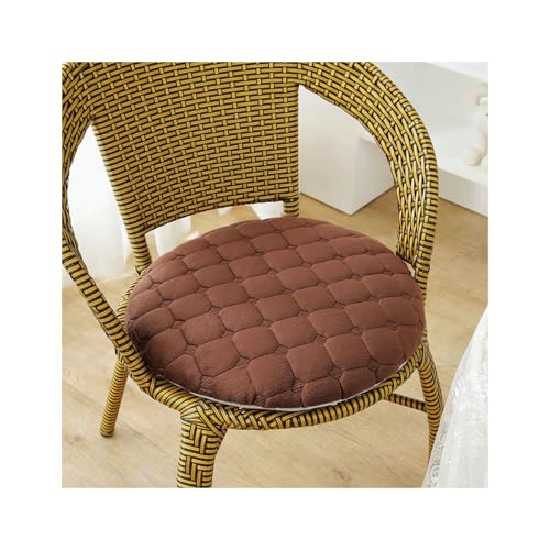 Sitzkissen Rund 35/40/45/50cm, 4 cm Dicke Weiche Stuhlkissen mit rutschfest Waschbar Samtbezug, Sitzkissen Stuhl mit Reißverschluss, Stuhlauflage für Esszimmer Küche(Brown,2er Set 45cm) von Amieron