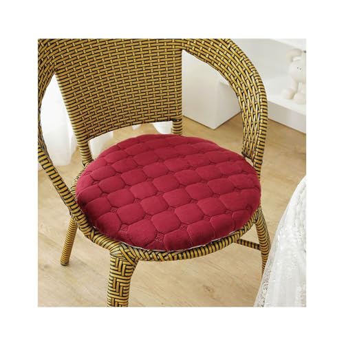 Sitzkissen Rund 35/40/45/50cm, 4 cm Dicke Weiche Stuhlkissen mit rutschfest Waschbar Samtbezug, Sitzkissen Stuhl mit Reißverschluss, Stuhlauflage für Esszimmer Küche(Claret,2er Set 45cm) von Amieron