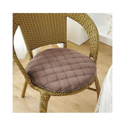 Sitzkissen Rund 35/40/45/50cm, 4 cm Dicke Weiche Stuhlkissen mit rutschfest Waschbar Samtbezug, Sitzkissen Stuhl mit Reißverschluss, Stuhlauflage für Esszimmer Küche(Deep Coffee,2er Set 35cm) von Amieron
