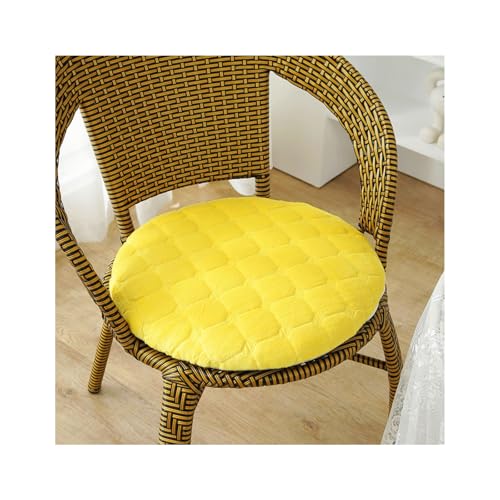 Sitzkissen Rund 35/40/45/50cm, 4 cm Dicke Weiche Stuhlkissen mit rutschfest Waschbar Samtbezug, Sitzkissen Stuhl mit Reißverschluss, Stuhlauflage für Esszimmer Küche(Gelb,2er Set 45cm) von Amieron