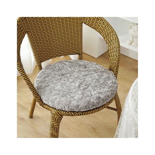 Sitzkissen Rund 35/40/45/50cm, 4 cm Dicke Weiche Stuhlkissen mit rutschfest Waschbar Samtbezug, Sitzkissen Stuhl mit Reißverschluss, Stuhlauflage für Esszimmer Küche(Gray-B,2er Set 40cm) von Amieron