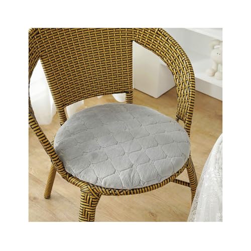 Sitzkissen Rund 35/40/45/50cm, 4 cm Dicke Weiche Stuhlkissen mit rutschfest Waschbar Samtbezug, Sitzkissen Stuhl mit Reißverschluss, Stuhlauflage für Esszimmer Küche(Grey,1er Set 40cm) von Amieron