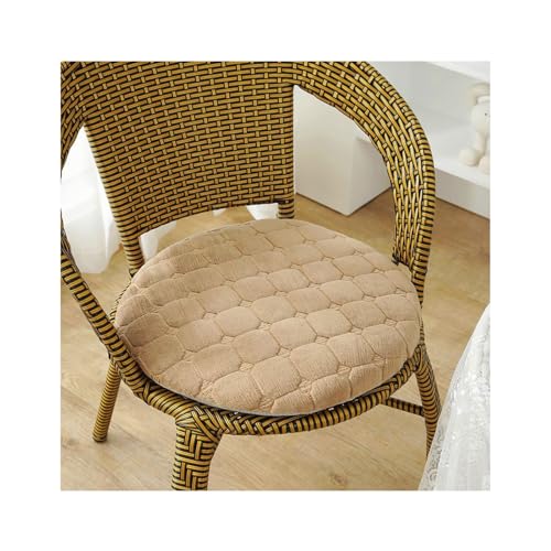 Sitzkissen Rund 35/40/45/50cm, 4 cm Dicke Weiche Stuhlkissen mit rutschfest Waschbar Samtbezug, Sitzkissen Stuhl mit Reißverschluss, Stuhlauflage für Esszimmer Küche(Khaki,1er Set 50cm) von Amieron