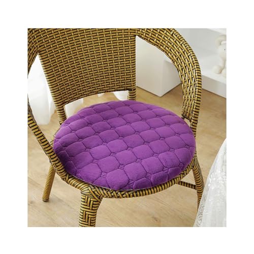 Sitzkissen Rund 35/40/45/50cm, 4 cm Dicke Weiche Stuhlkissen mit rutschfest Waschbar Samtbezug, Sitzkissen Stuhl mit Reißverschluss, Stuhlauflage für Esszimmer Küche(Lila,2er Set 35cm) von Amieron
