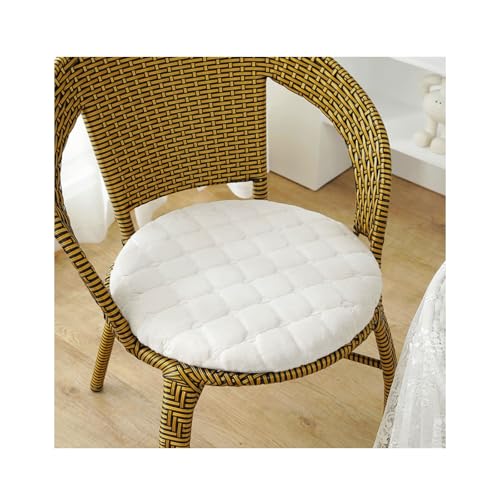 Sitzkissen Rund 35/40/45/50cm, 4 cm Dicke Weiche Stuhlkissen mit rutschfest Waschbar Samtbezug, Sitzkissen Stuhl mit Reißverschluss, Stuhlauflage für Esszimmer Küche(Off White,2er Set 30cm) von Amieron