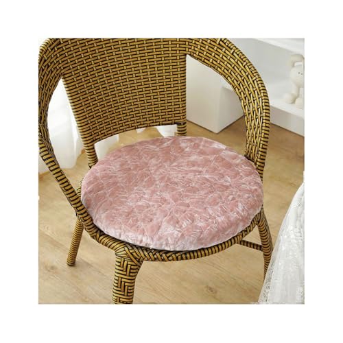 Sitzkissen Rund 35/40/45/50cm, 4 cm Dicke Weiche Stuhlkissen mit rutschfest Waschbar Samtbezug, Sitzkissen Stuhl mit Reißverschluss, Stuhlauflage für Esszimmer Küche(Pink-B,2er Set 30cm) von Amieron