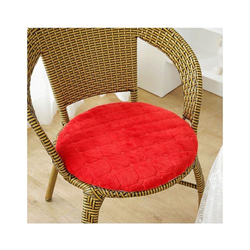 Sitzkissen Rund 35/40/45/50cm, 4 cm Dicke Weiche Stuhlkissen mit rutschfest Waschbar Samtbezug, Sitzkissen Stuhl mit Reißverschluss, Stuhlauflage für Esszimmer Küche(Red,1er Set 40cm) von Amieron