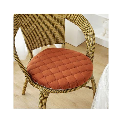 Sitzkissen Rund 35/40/45/50cm, 4 cm Dicke Weiche Stuhlkissen mit rutschfest Waschbar Samtbezug, Sitzkissen Stuhl mit Reißverschluss, Stuhlauflage für Esszimmer Küche(Red Coffee,2er Set 45cm) von Amieron
