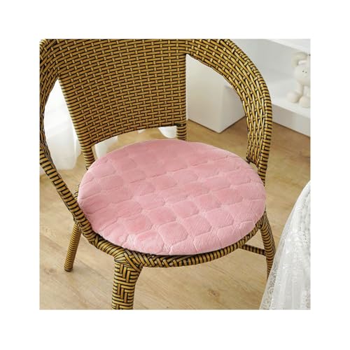 Sitzkissen Rund 35/40/45/50cm, 4 cm Dicke Weiche Stuhlkissen mit rutschfest Waschbar Samtbezug, Sitzkissen Stuhl mit Reißverschluss, Stuhlauflage für Esszimmer Küche(Rosa,2er Set 45cm) von Amieron