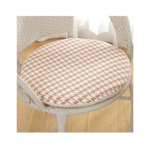 Sitzkissen Rund 35/40cm/45cm/50cm, Weiche Stuhlkissen mit Rutschfest Waschbar Cordstoff Sitzauflage Stuhl mit Reißverschluss, Sitzpolster Stuhlauflage für Indoor Esszimmer Küche Outdoor Garten(Orange, von Amieron