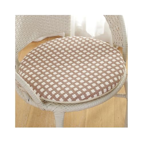 Sitzkissen Rund 35/40cm/45cm/50cm, Weiche Stuhlkissen mit Rutschfest Waschbar Cordstoff Sitzauflage Stuhl mit Reißverschluss, Sitzpolster Stuhlauflage für Indoor Esszimmer Küche Outdoor Garten(Brown,1 von Amieron