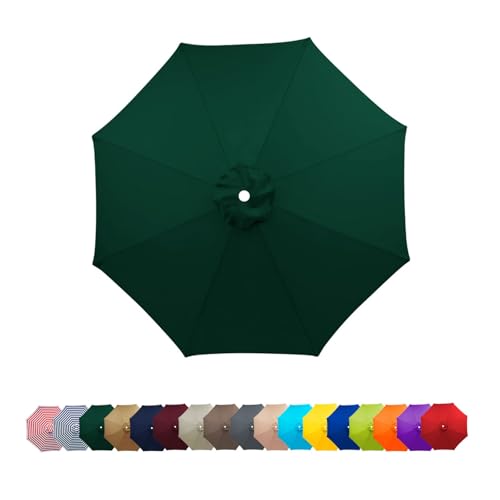 Sonnenschirm Ersatzbezug 2m 2.3m 2.5m 2.7m 3.0m 3.5m, 6/8 Streben Wasserdicht Schirmbezug Sonnenschirm Ersatzteile, Sonnenschirm Ersatz Baldachin Abdeckung für Hof, Garten, Strand, Pool(Dark green,3.5 von Amieron