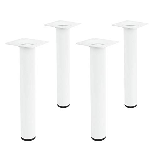 Amig 4er Set Tischbeine Rund Weiß Höhe 500mm ø 30mm Möbelfüße Stuhlbeine aus Metall von Amig