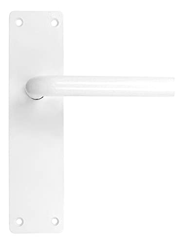 Amig - Griff-Set aus Aluminium in Weiß mit quadratischer Platte und gebogenem Griff für Durchgangs- und Innen- und Außentüren - 222 x 55 mm | Griff mit dekorativer und moderner Kurbel von Amig