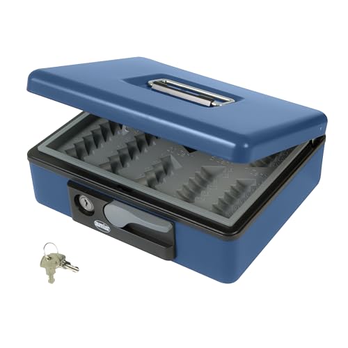 Amig - Geldkassette Modell 2500 | Stahl | mit Münzfach | Blau | 230 x 185 x 80 mm von Amig