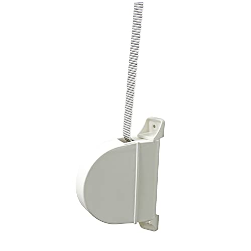 Amig - Aufputz-Gurtwickler für Rolladen, schwenkbar | Aufwickler aus Kunststoff | Mit 20 mm breitem, schwarz-weiß meliertem Gurtband | Weißes Gehäuse | Maße: 3,5 x 17,4 x 12,5 cm von Amig