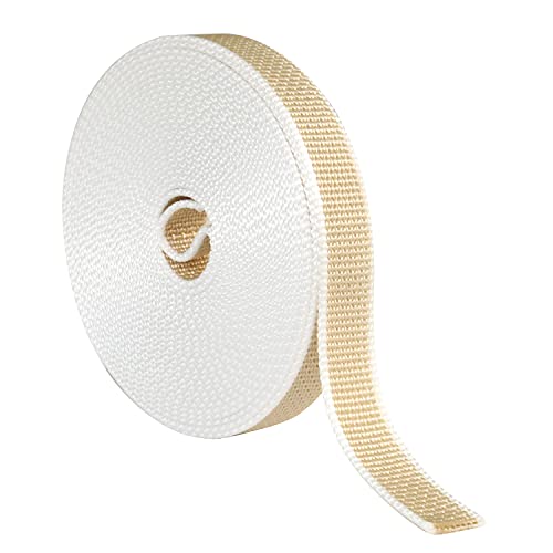 Amig - Band für Gurtwickler von Rollläden, Weiß / Beige, Ersatzgurt für Rollenspule, fest und angenehm in der Hand, UV-beständig und verschleißfest. Maße 22 mm x 6 m von Amig