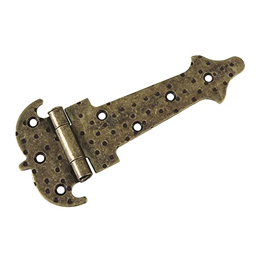 amig - Verstärktes Scharnier mit zwei Flügeln, Modell 554, aus Stahl mit Leder-Oberfläche, Schmiedeeisen-Stil, für Ein- und Außenbereich und Schränke - 250 x 111 x 2 mm. von Amig
