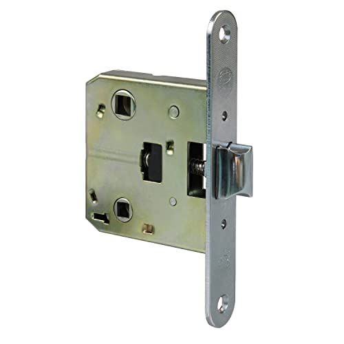 Amig - Einfaches Einsteckschloss Mod.2000 für Holztüren zu Badezimmern, Küchen oder Schlafzimmern | Vernickelter Stahl | Dornmaß 50 mm | Stulp abgerundet von Amig