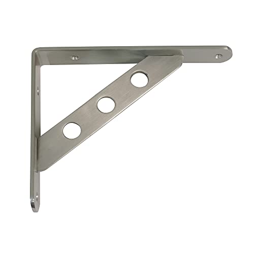 Amig - Regalwinkel Edelstahl Mod. 25 | Metallwinkel für Regale | Regalhalterung | Farbe: Gebürstetes Nickel | Maße: 300 x 240 mm | Empfohlenes max Gewicht: 260 kg von Amig