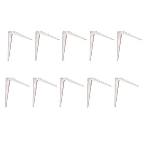 Amig - 10er Set Regalwinkel Edelstahl Mod. 1 | 10 Stuck Metallwinkel für Regale | Regalhalterung | Farbe: Weiß | Maße: 450 x 400 mm | Empfohlenes max Gewicht: 35 kg von Amig