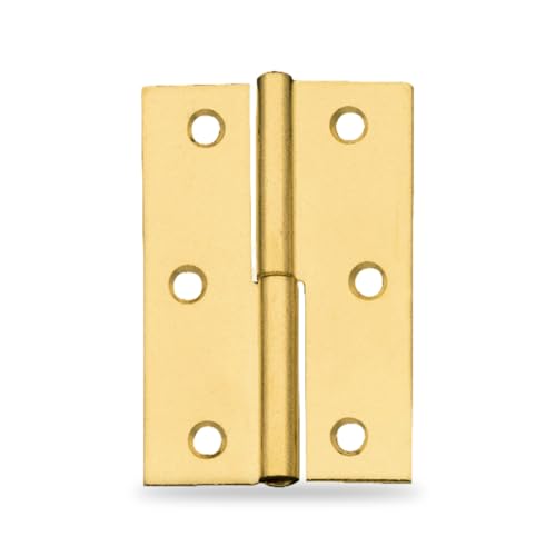 Amig - 2er Pack Möbel-Scharniere - Linksöffnung - Messingbeschichtetes Stahl - 60 x 41 x 1,2 mm - Abnehmbar, quadratische Kante und ohne Abschluss von Amig